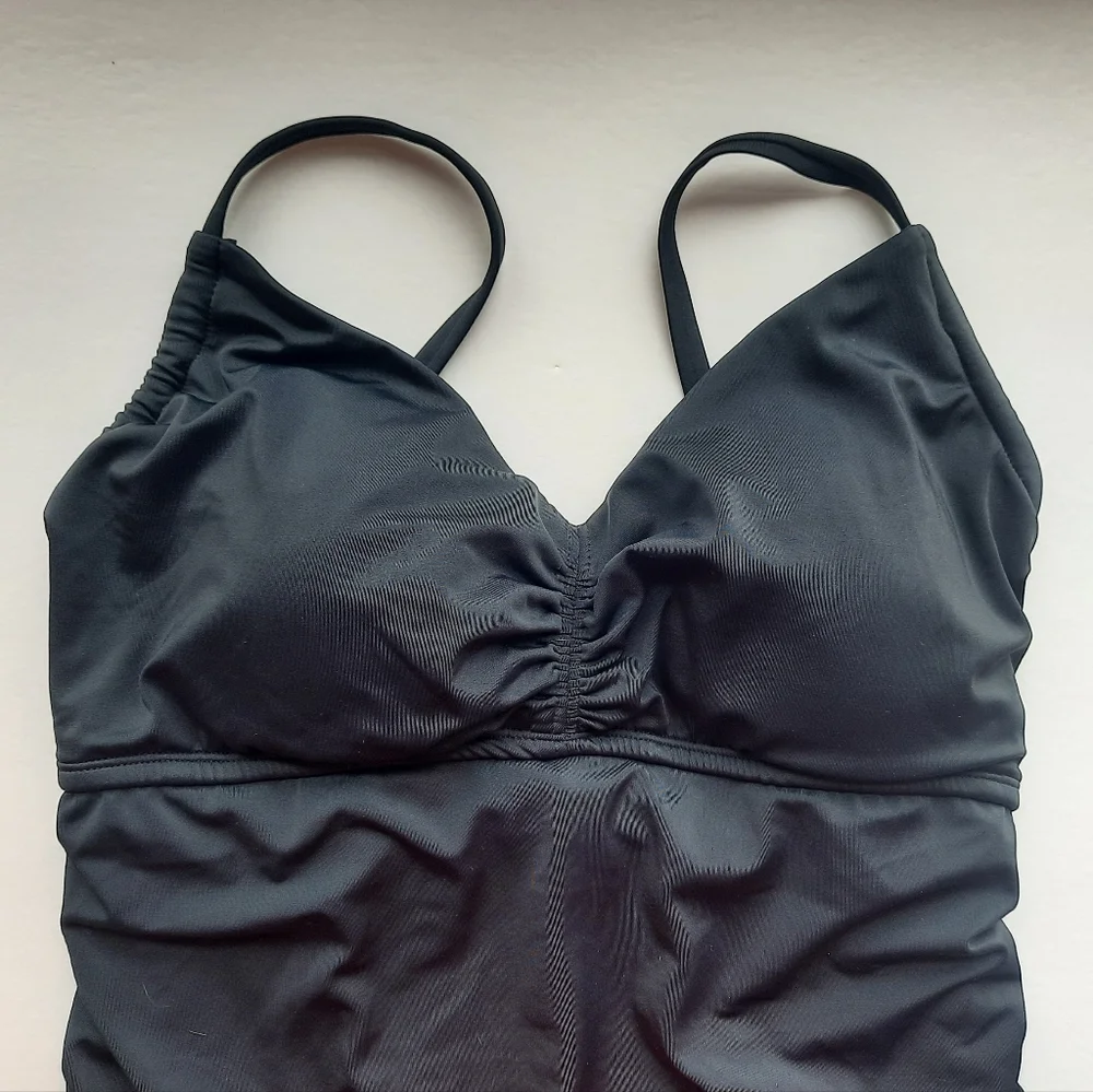 Time and Tru | Shirred Sides Corset Back One Piece Swimsuit, Women's XL NWT - Picture 3 of 12